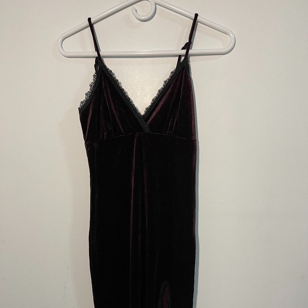Velvet Slit Midi Dress